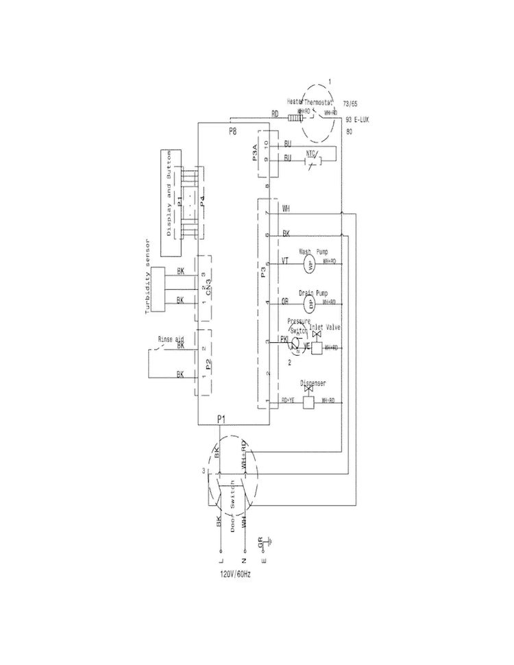 Wiring Diagram Diagram and Parts List for FGHD2472PW0  Frigidaire Dishwasher