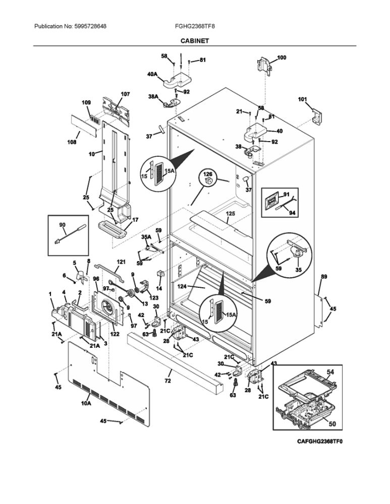 Cabinet Diagram and Parts List for FGHG2368TF8  Frigidaire Refrigerator