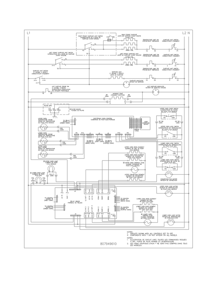 Wiring Diagram Diagram and Parts List for CGEF306TPFA  Frigidaire Range