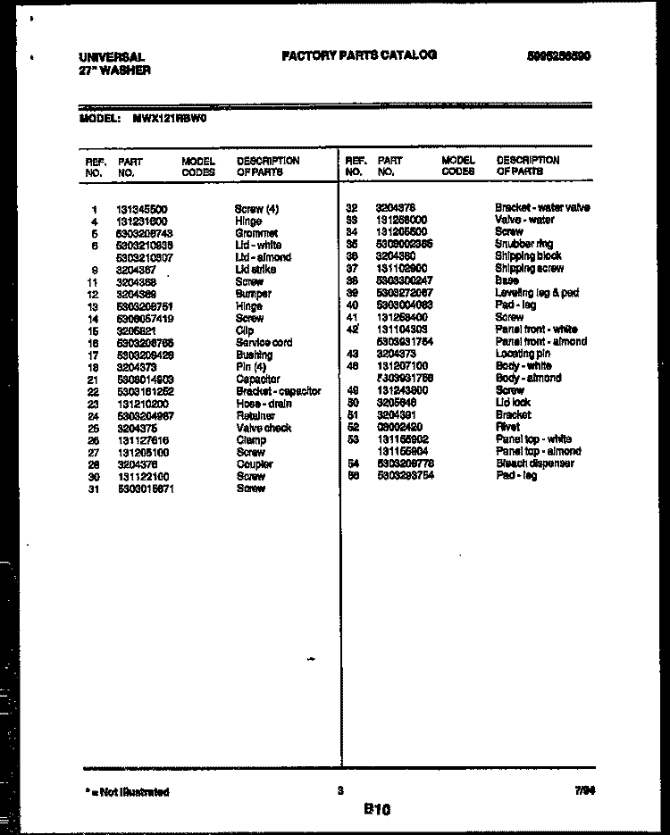 TRANSMISSION PARTS Diagram and Parts List for MXW121RBW0-23  Tappan Washer