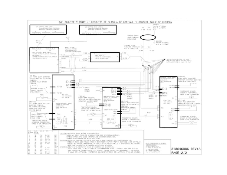 Wiring Diagram Diagram and Parts List for EW36IC60LB1  Electrolux Cooktop