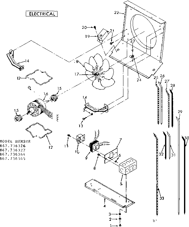 Electrical Diagram and Parts List for 867736326  Frigidaire Furnace