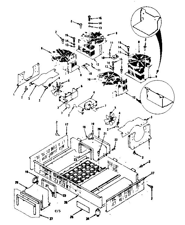 Frame And Blower Parts Diagram and Parts List for 5644498310  Kenmore Cooktop