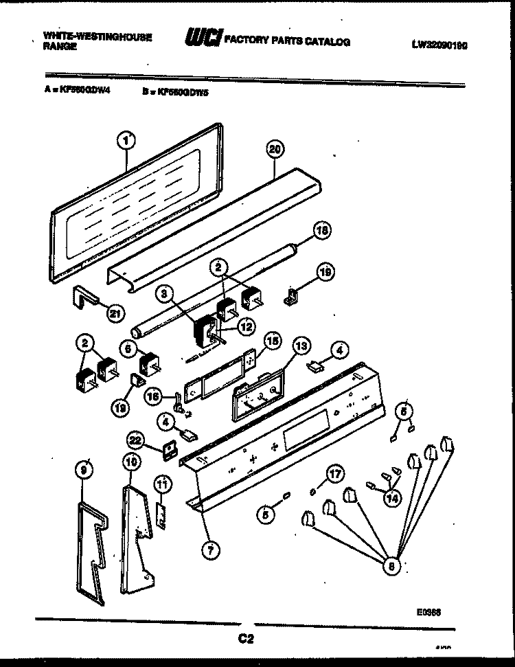 CONTROL PANEL Diagram and Parts List for KF560GDH4  Frigidaire Range