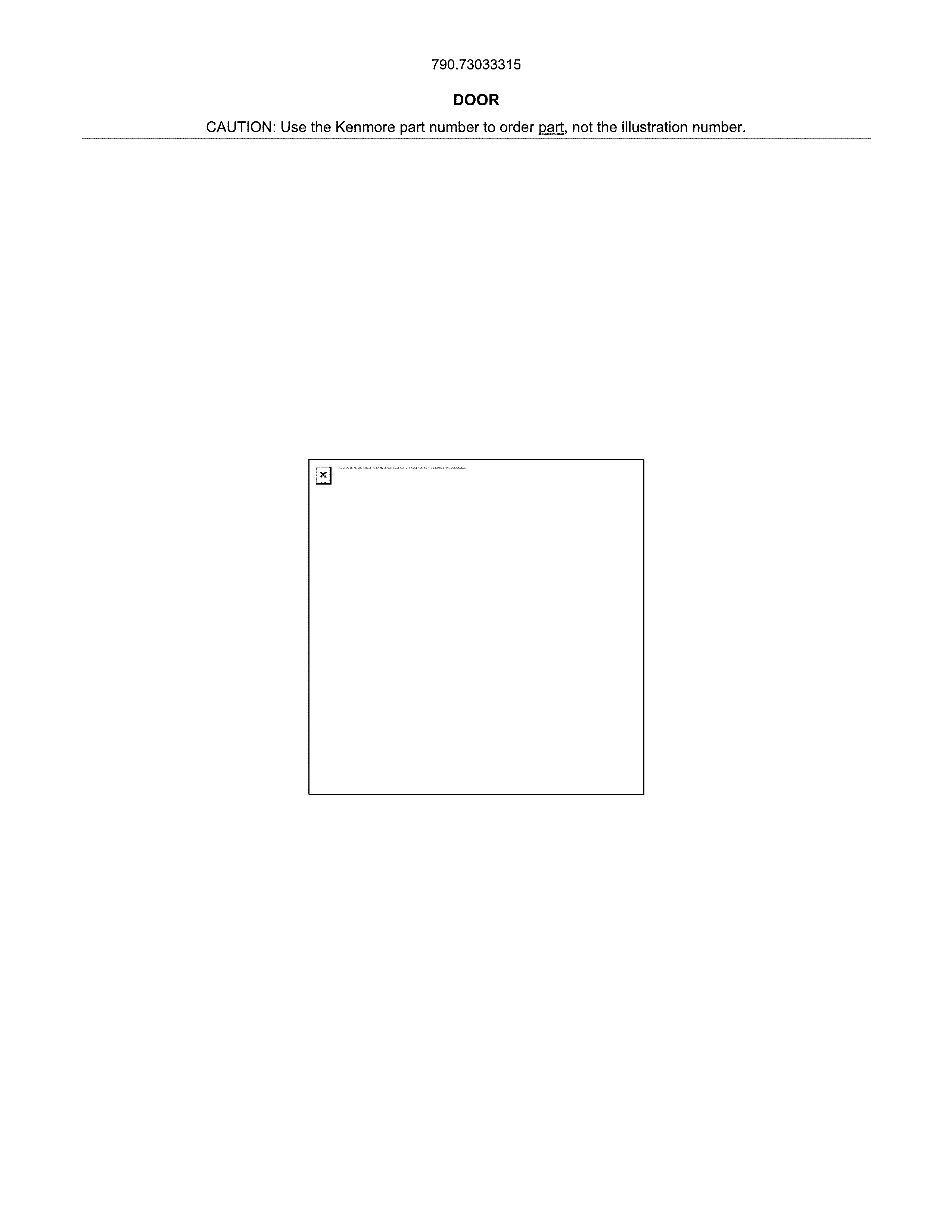 Door Diagram and Parts List for 79073033315  Kenmore Range