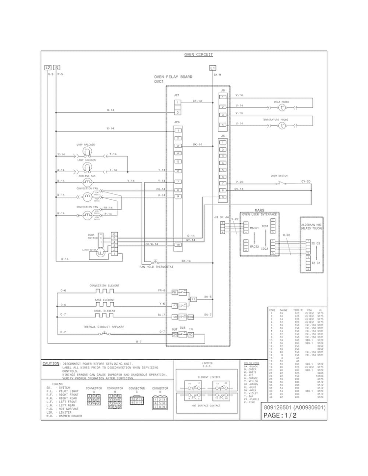 Wiring Diagram Diagram and Parts List for EI30EF45QSB  Electrolux Range