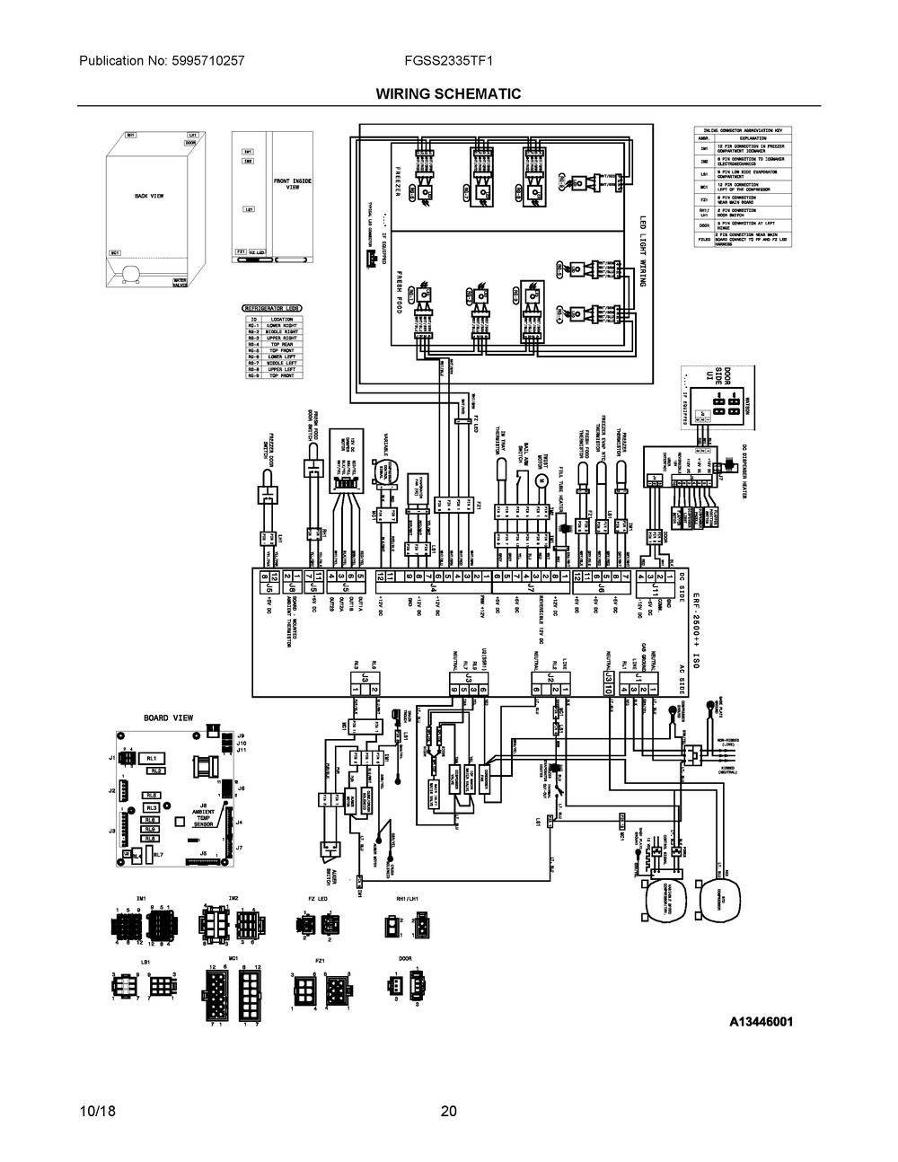 Wiring Schematic Diagram and Parts List for FGSS2335TF1  Frigidaire Refrigerator