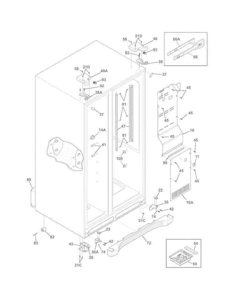 Cabinet Diagram and Parts List for FGHS2631PE3  Frigidaire Refrigerator