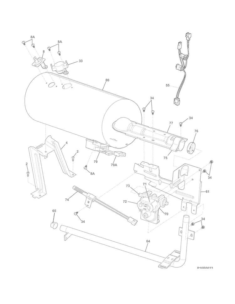 Burner Diagram and Parts List for EFMG517STT0  Electrolux Dryer