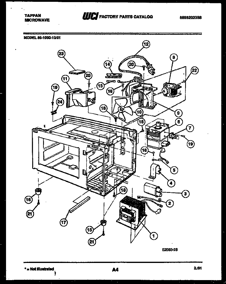 FUNCTIONAL PARTS Diagram and Parts List for 56-1030-10-01  Tappan Microwave