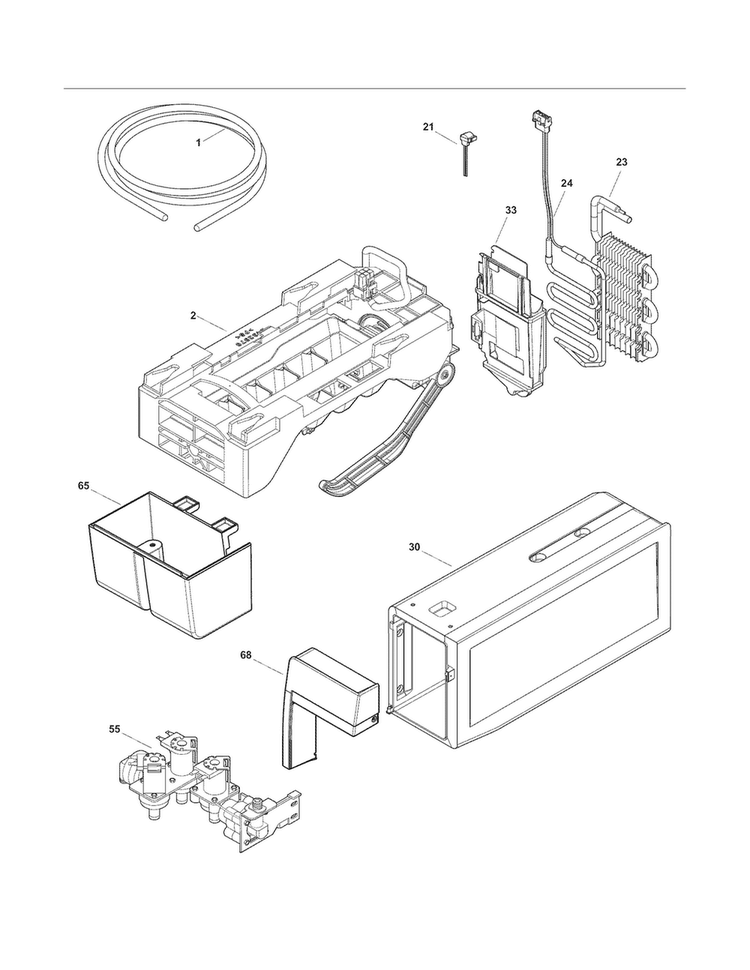 Ice Maker Diagram and Parts List for EI23BC56IWD  Electrolux Refrigerator