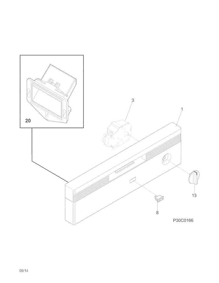 Control Panel Diagram and Parts List for FBD2400KB7B  Frigidaire Dishwasher