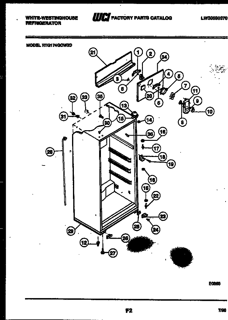 CABINET PARTS Diagram and Parts List for RTG174GCF3D  Frigidaire Refrigerator