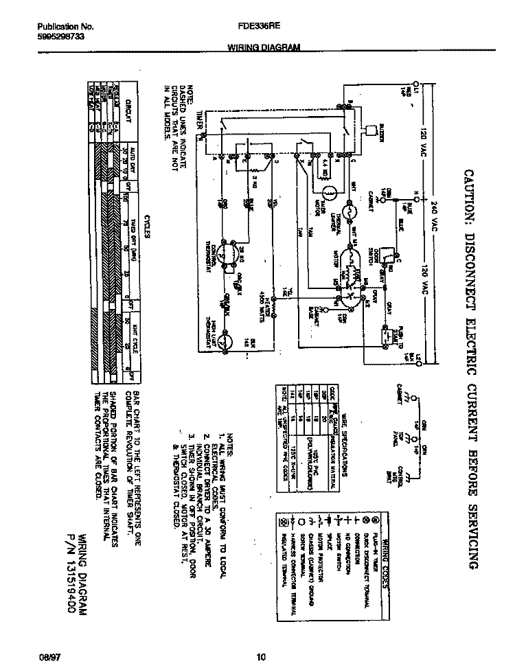 WIRING DIAGRAM Diagram and Parts List for FDE336RET1  Frigidaire Dryer