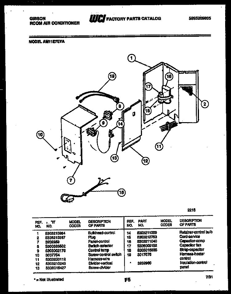 ELECTRICAL PARTS Diagram and Parts List for AM11E7EYA  Gibson Air Conditioner