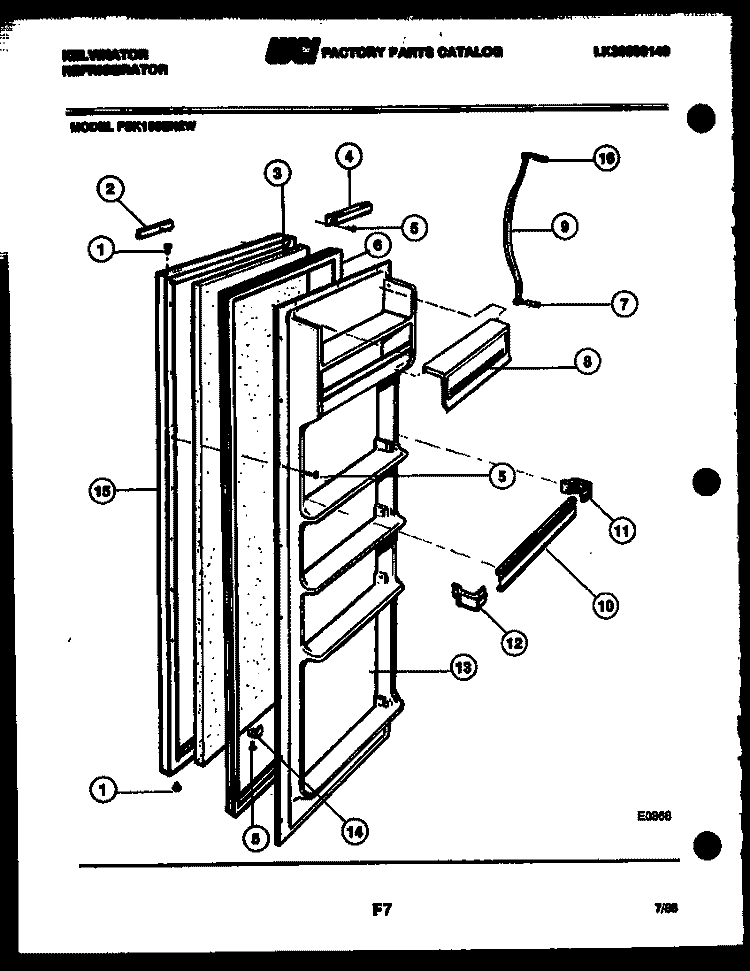 DOOR PARTS Diagram and Parts List for FSK190EN2D  Kelvinator Refrigerator