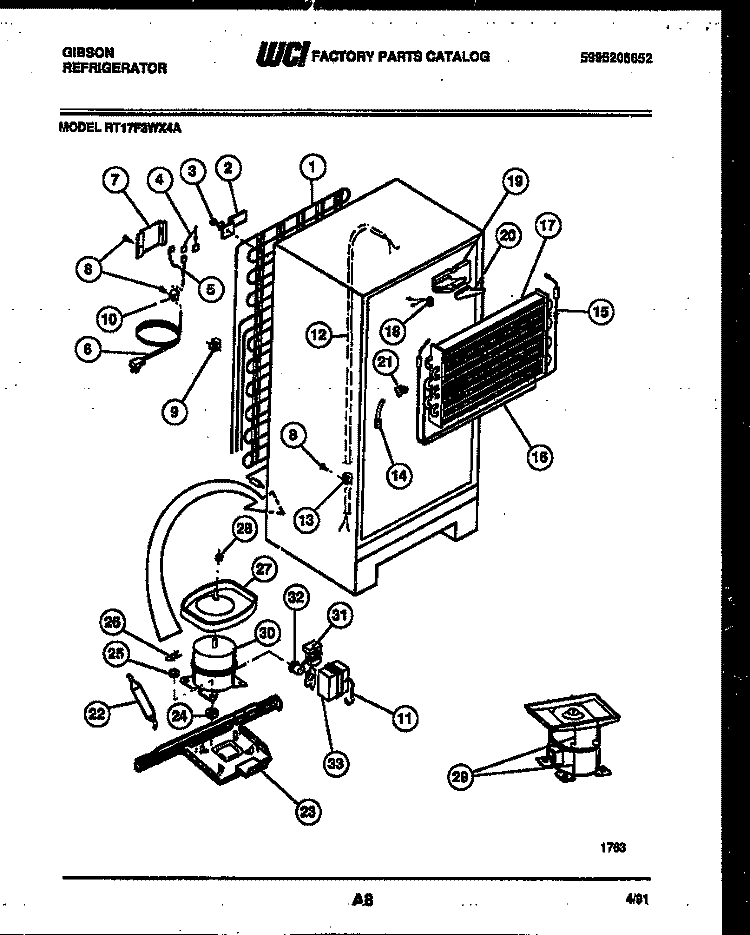 SYSTEM AND AUTOMATIC DEFROST PARTS Diagram and Parts List for RT17F3WX4A  Gibson Refrigerator