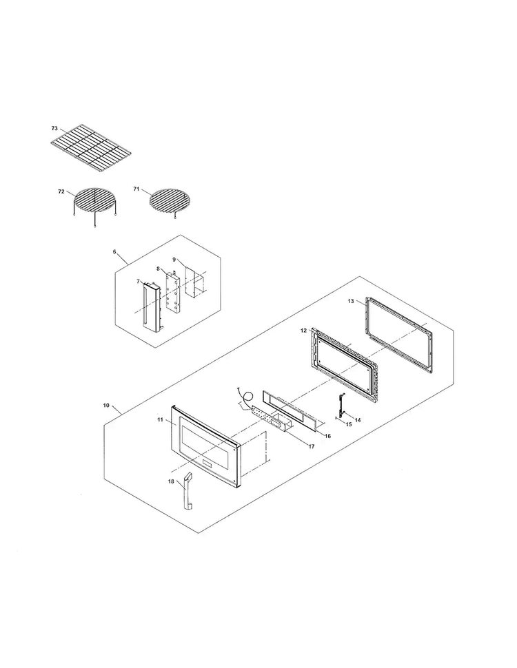 Control Panel/door/miscellaneous Diagram and Parts List for EI30BM60MSA  Electrolux Microwave