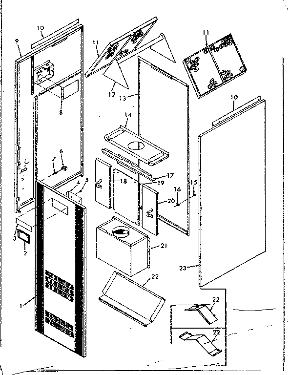 Furnace casing Diagram and Parts List for 867765930  Frigidaire Furnace
