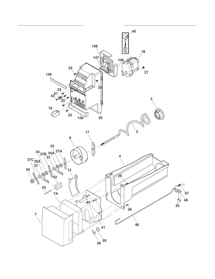 Ice Container Diagram and Parts List for EW23BC71ISA  Electrolux Refrigerator