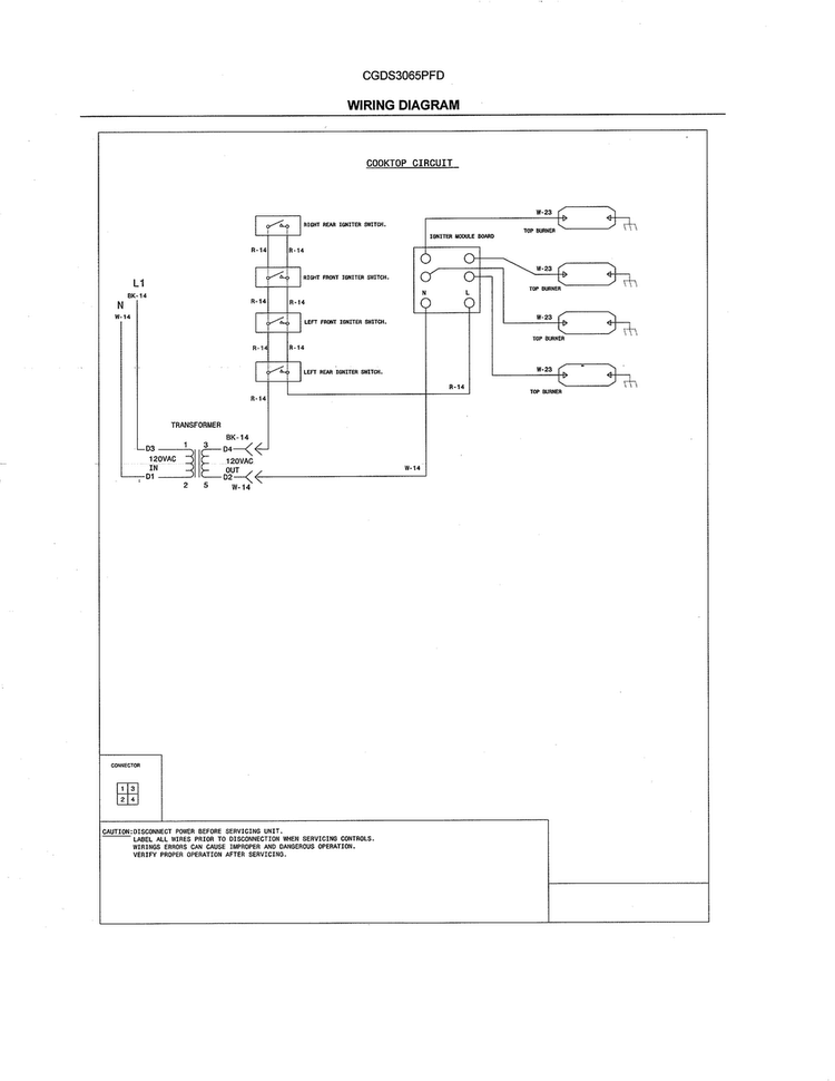 Wiring Diagram Diagram and Parts List for CGDS3065PFD  Frigidaire Range