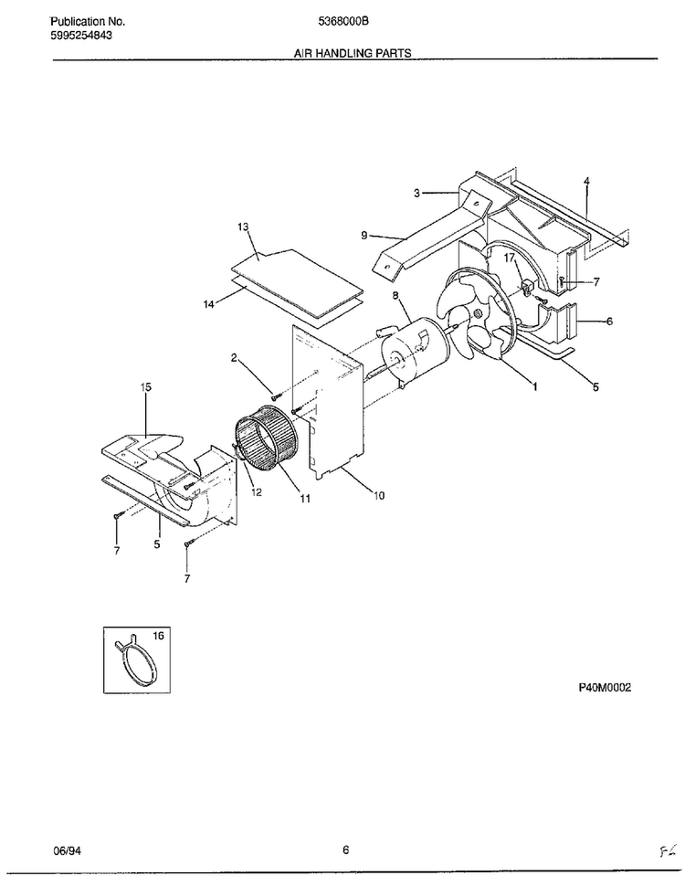 Air Handling Parts Diagram and Parts List for 5368000B  Frigidaire Air Conditioner