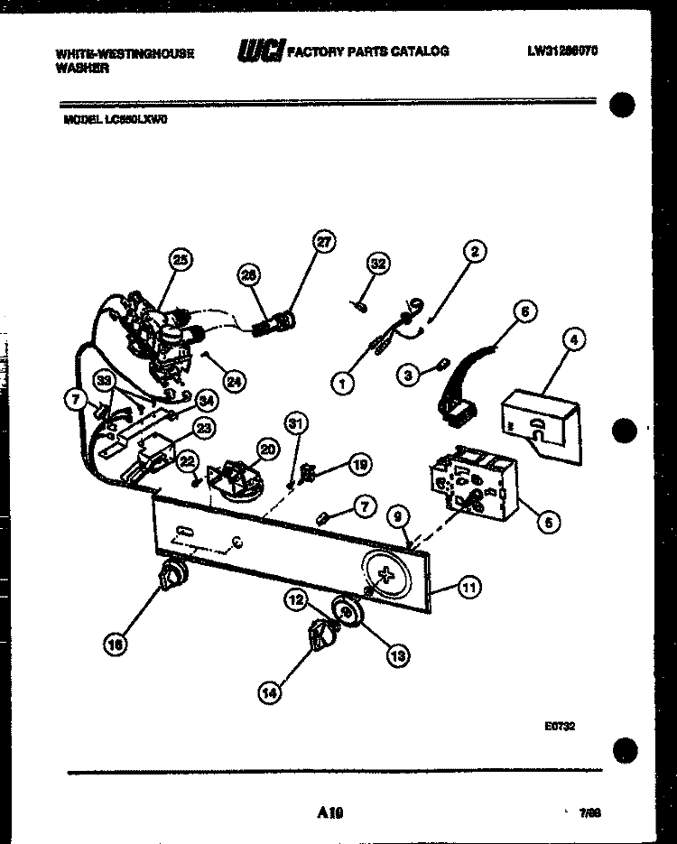 CONSOLE AND CONTROL PARTS Diagram and Parts List for LC550LXW0  Frigidaire Washer