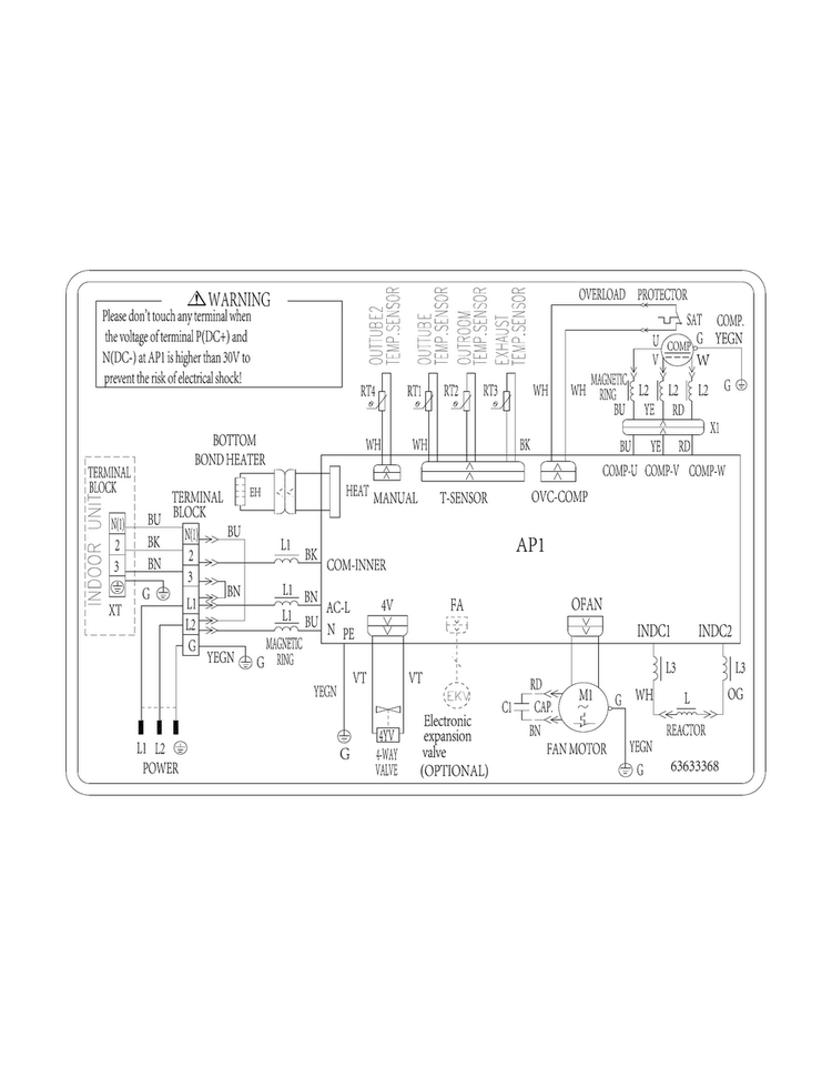 Wiring Diagram Diagram and Parts List for FFHP222CQ20  Frigidaire Air Conditioner