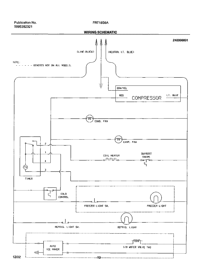 WIRING SCHEMATIC Diagram and Parts List for FRT18S6AW8  Frigidaire Refrigerator