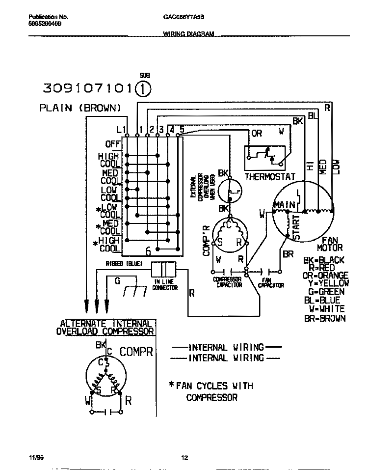 WIRING DIAGRAM Diagram and Parts List for GAC066Y7A5B  Gibson Air Conditioner