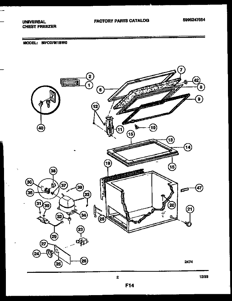 CHEST FREEZER PARTS Diagram and Parts List for MFC07M1BW0  Frigidaire Freezer
