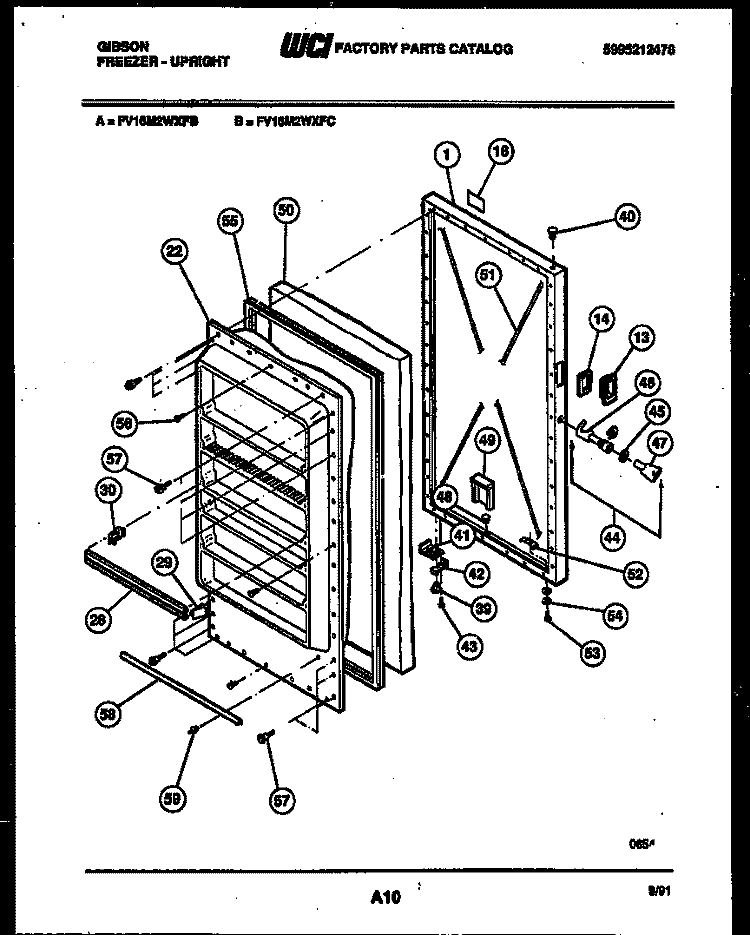DOOR PARTS Diagram and Parts List for FV16M2WXFC  Gibson Freezer