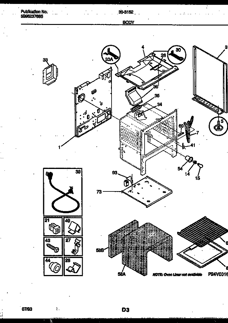 BODY PARTS Diagram and Parts List for 30-3152-23-02  Tappan Range