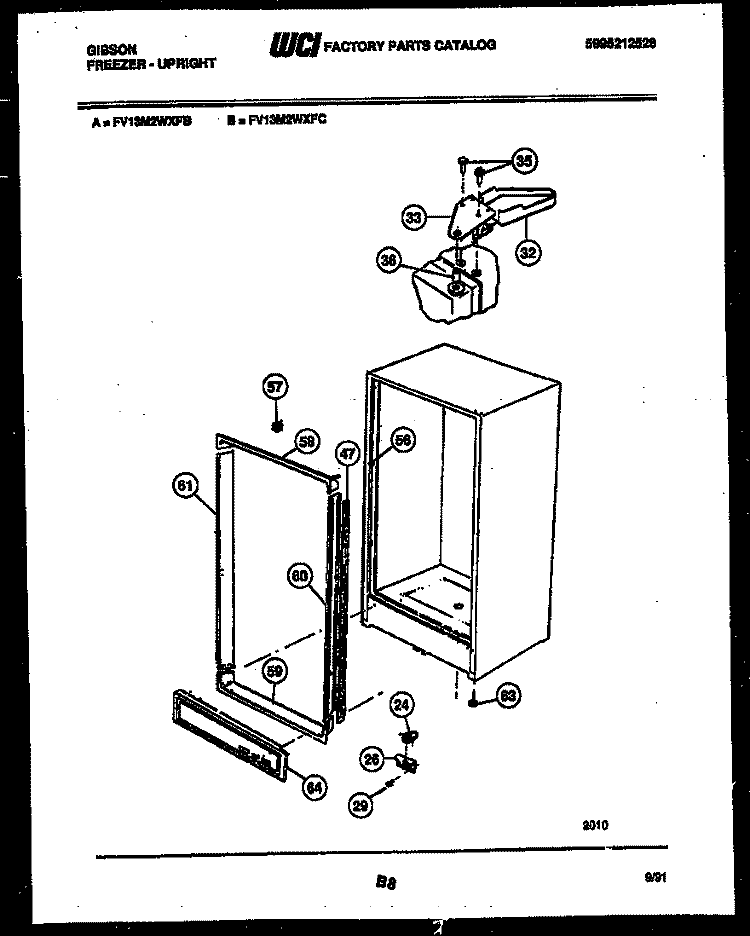 CABINET PARTS Diagram and Parts List for FV13M2WXFC  Gibson Freezer