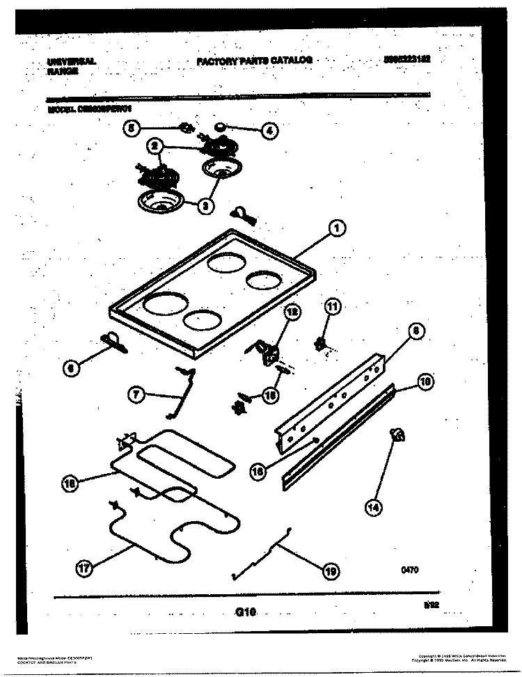 COOKTOP AND BROILER PARTS Diagram and Parts List for CE300SP2W01  Uni Range