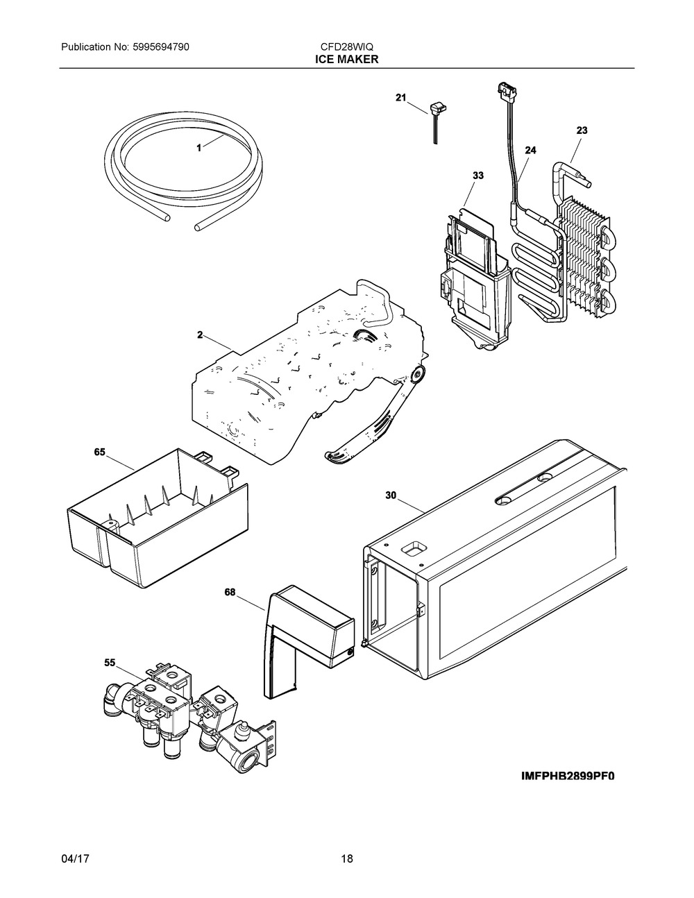 Door Diagram and Parts List for FFFC22M6QWJ  Frigidaire Freezer