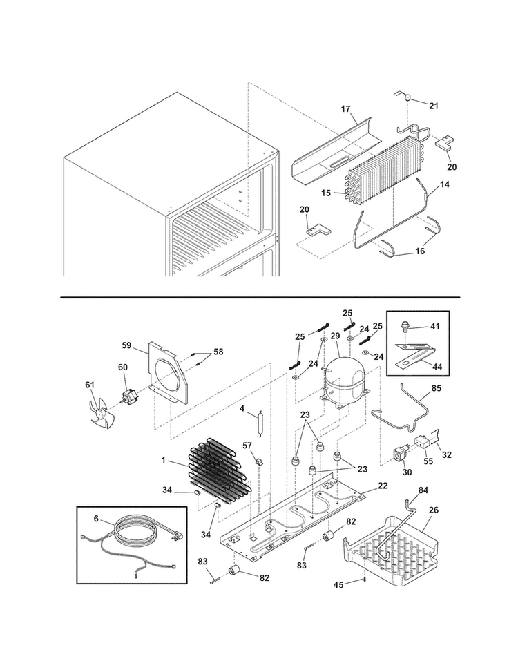 System Diagram and Parts List for 2536174701B  Kenmore Refrigerator