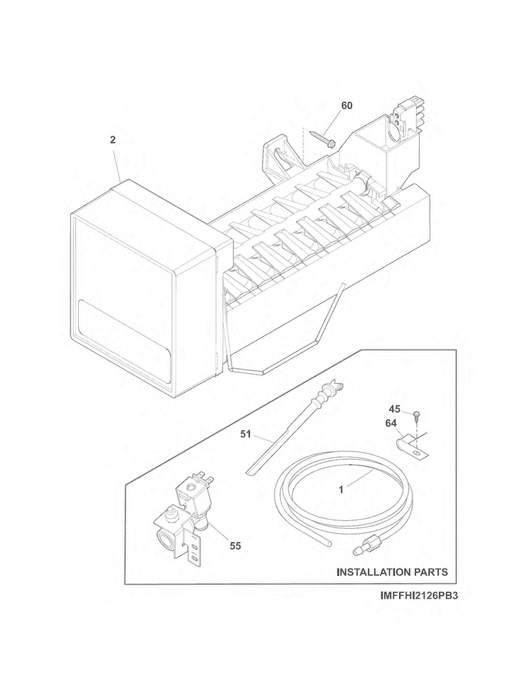 Ice Maker Diagram and Parts List for 25370404411  Kenmore Refrigerator