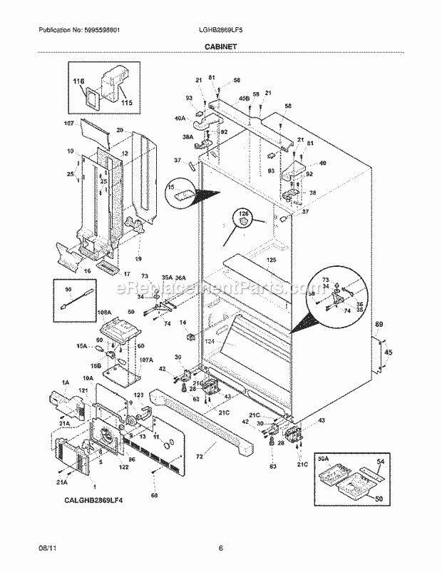 Cabinet Diagram and Parts List for LGHB2869LF5  Frigidaire Refrigerator