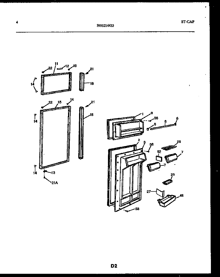 DOOR PARTS Diagram and Parts List for FPE19TRW1  Frigidaire Refrigerator