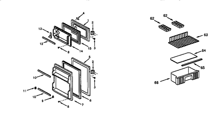 Door Assembly And Accessories Diagram and Parts List for 5649932911  Kenmore Refrigerator