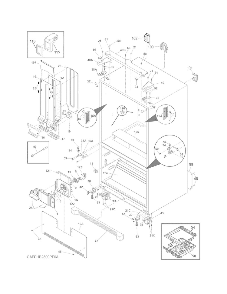 Cabinet Diagram and Parts List for FGHB2866PFAA  Frigidaire Refrigerator