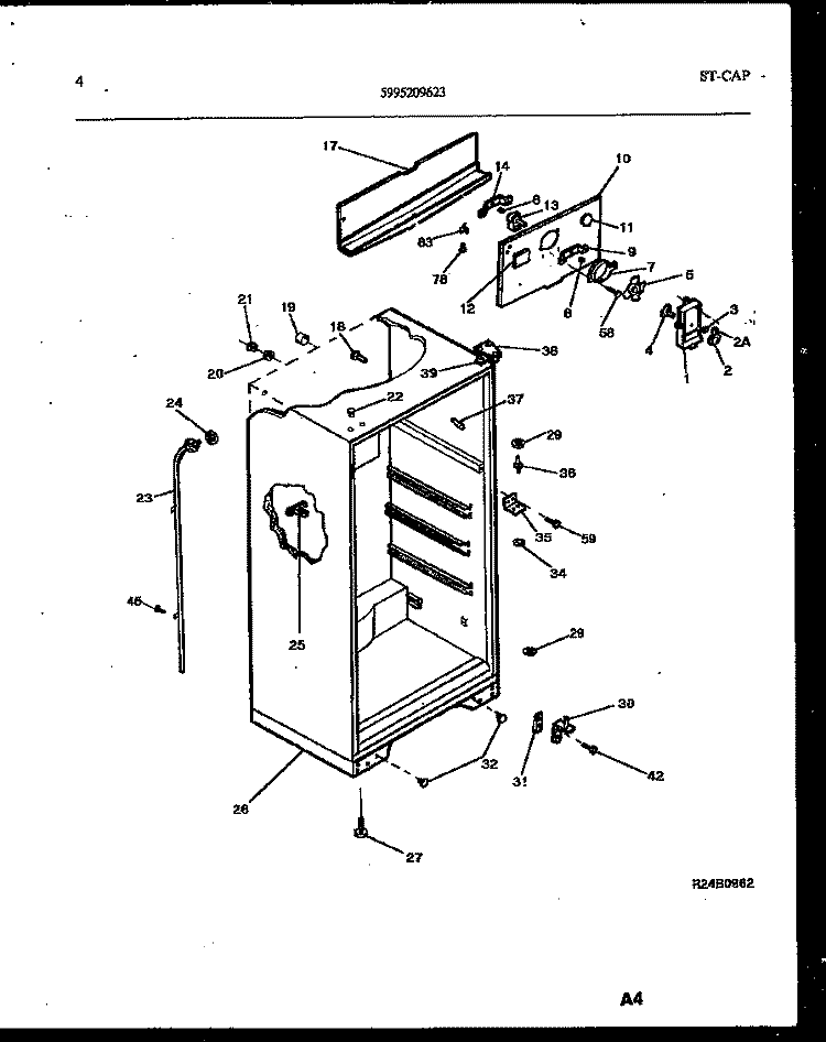 CABINET PARTS Diagram and Parts List for FP18TFL4  Frigidaire Refrigerator