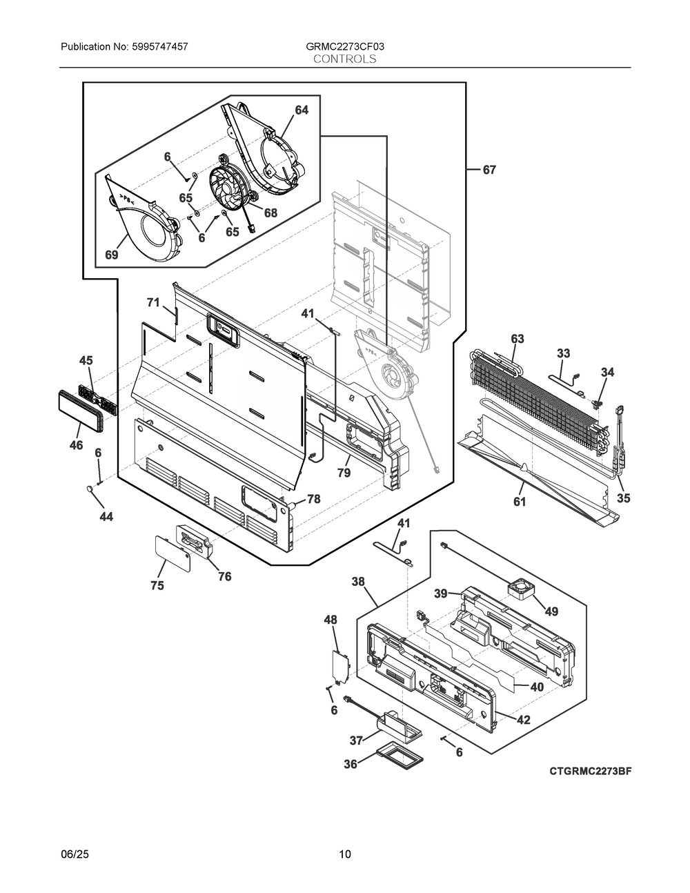 Controls Diagram and Parts List for GRMC2273CF03  Frigidaire Refrigerator