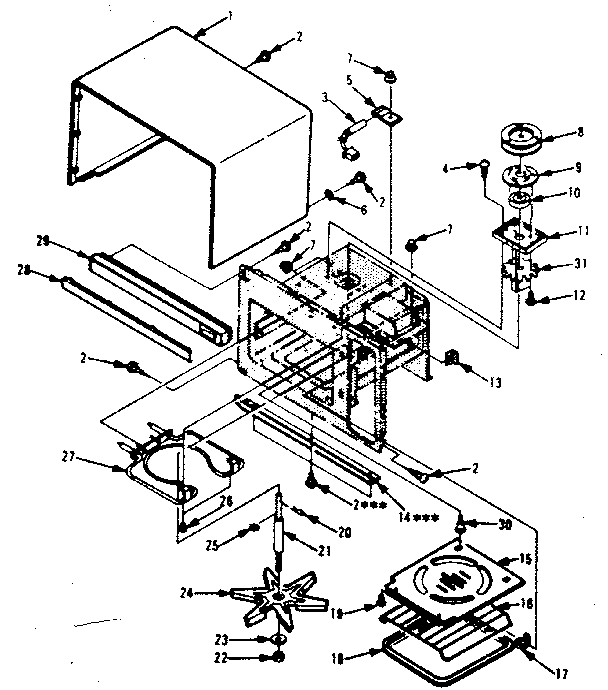 Cabinet And Stirrer Diagram and Parts List for 5648668610  Kenmore Microwave