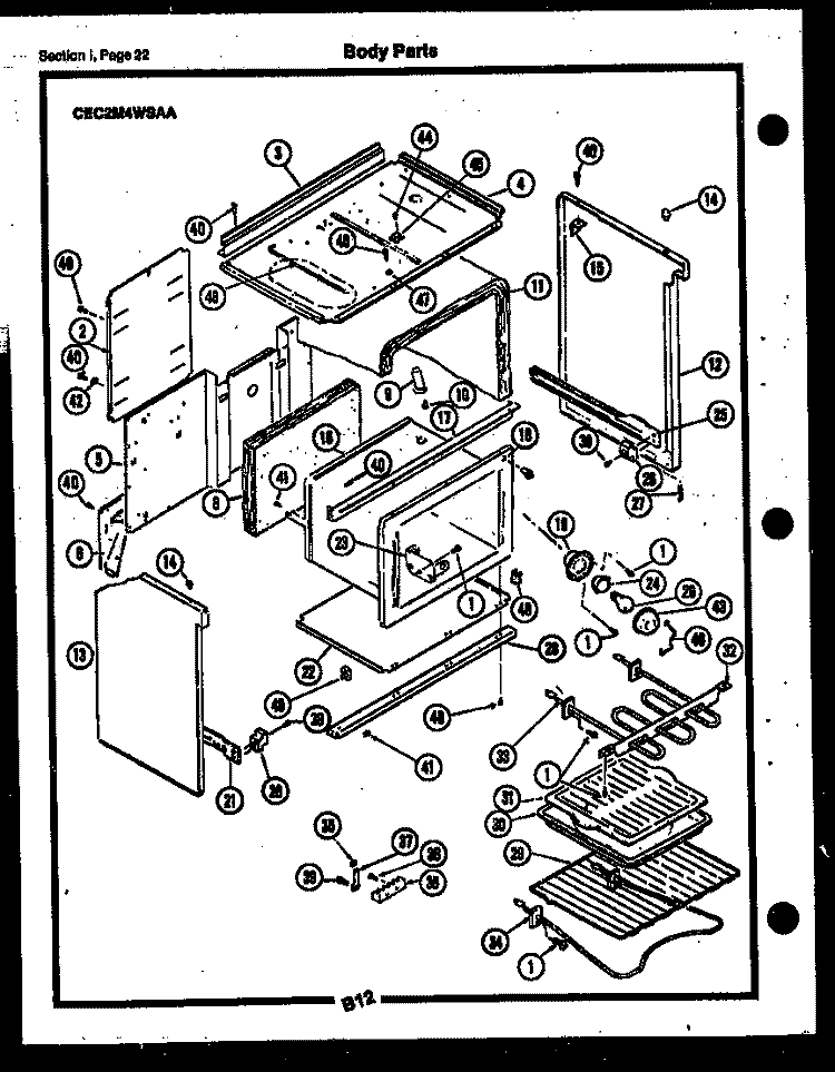 BODY PARTS Diagram and Parts List for CEE2M4WSAA  Gibson Range