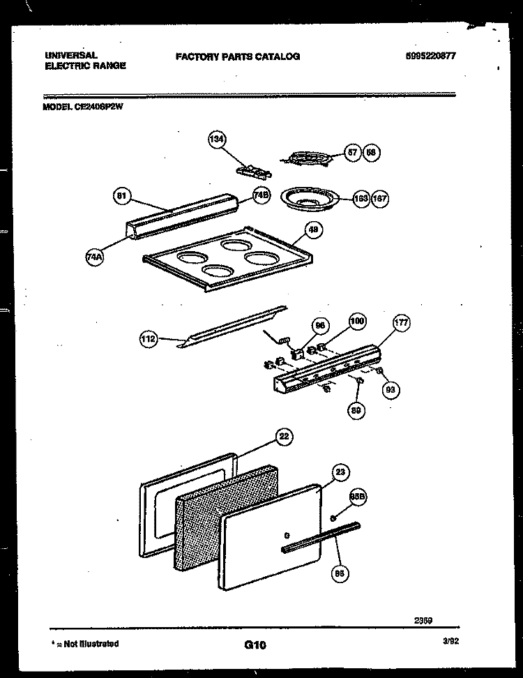 COOKTOP AND DOOR PARTS Diagram and Parts List for CE240SP2W0  Frigidaire Cooktop
