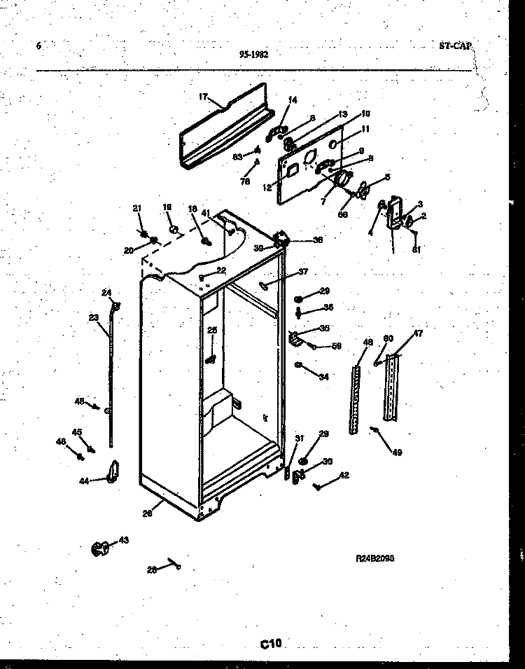 CABINET PARTS Diagram and Parts List for 95-1982-23-00  Tappan Refrigerator