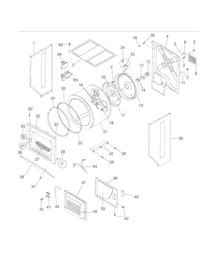 Upper Cabinet/drum Heater Diagram and Parts List for 41797822700  Kenmore Washer Dryer Combo