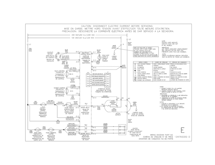 Wiring Diagram Diagram and Parts List for EIED50LIW0  Electrolux Dryer